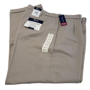 NEW Bass Men's Pleated Grated Rise Premium Chino, Khaki, 40 x 30